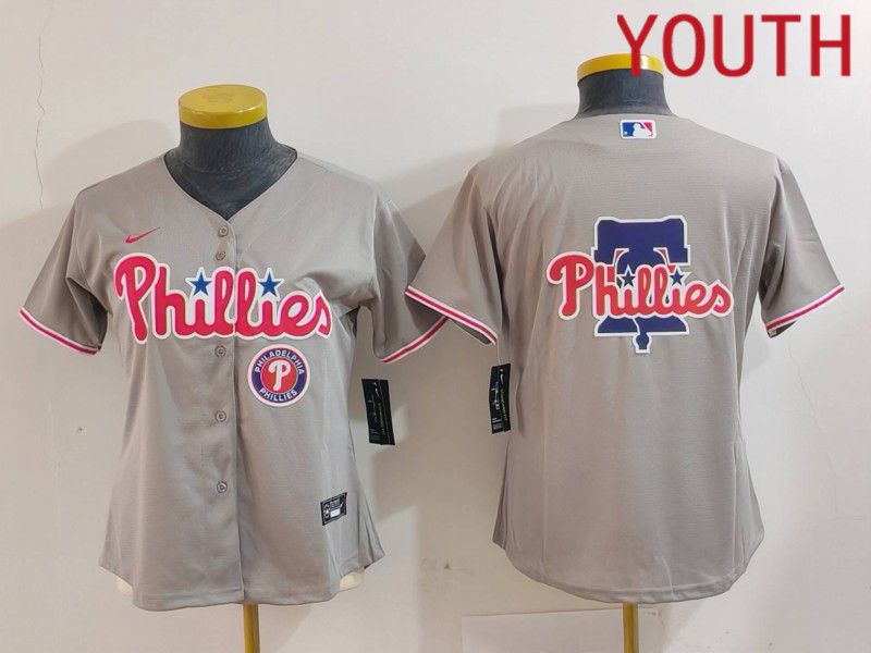 Youth Philadelphia Phillies Blank Grey Game 2024 Nike MLB Jersey style 4